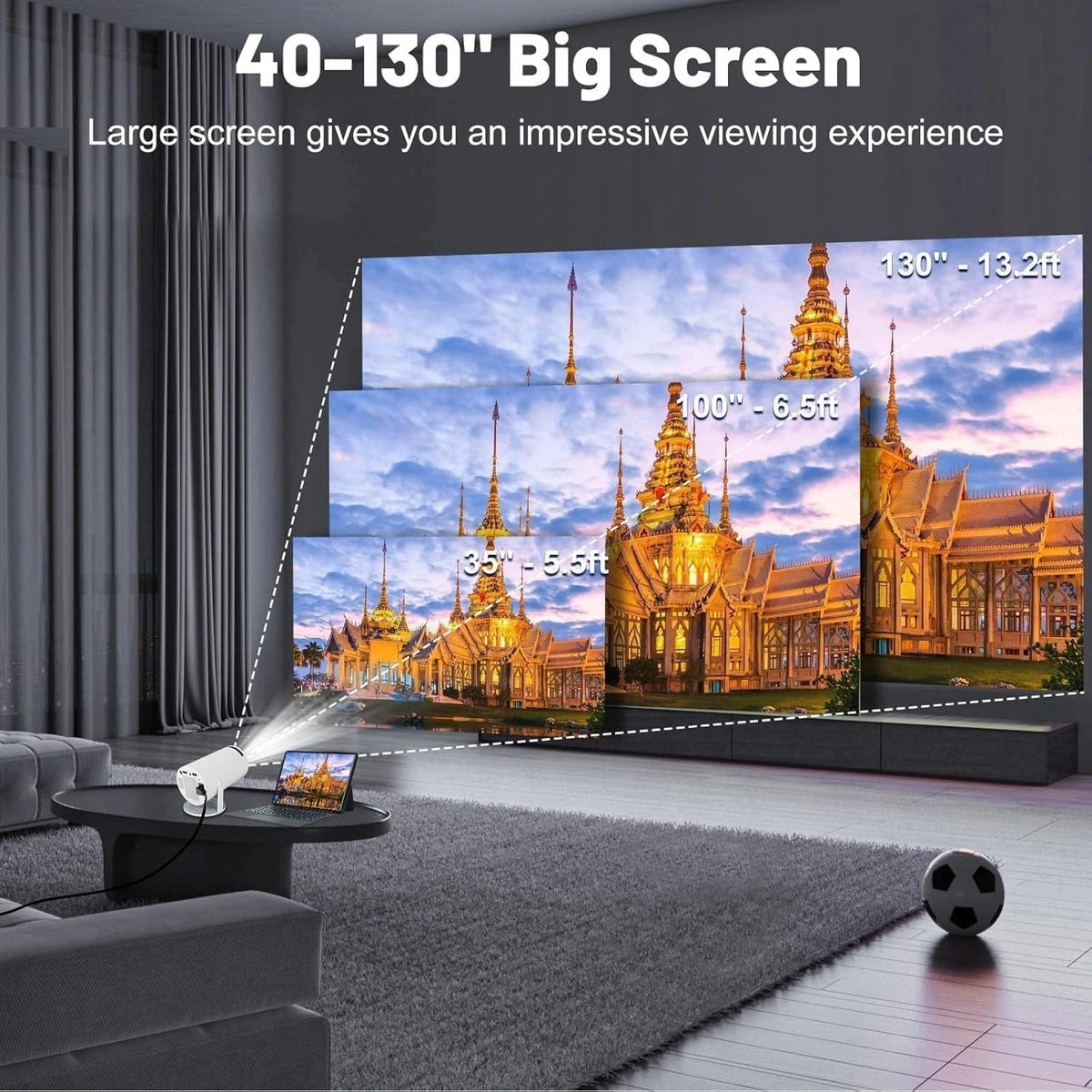 CineBeam: The Portable 4K Theater | Compatible with TV Stick, Phone & Laptop | Full HD Smart Projector with WiFi 5G & Bluetooth 5.0, 180° Rotatable Android 14 Cinema Projector